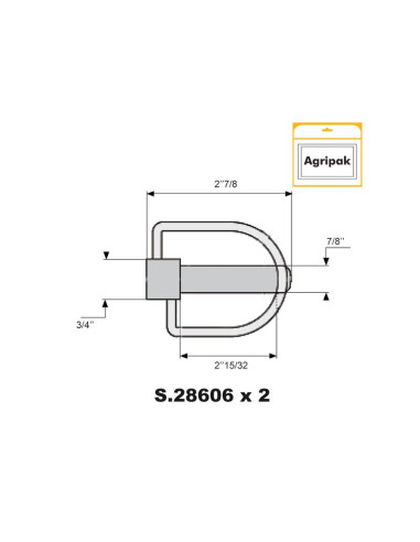 Pasador con Cadena, Ø pasador19mm x 73mm (2...