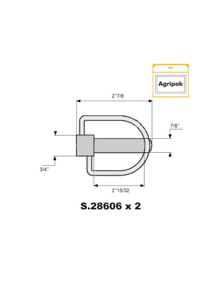 Pasador con Cadena, Ø pasador19mm x 73mm (2 pzas. Blister)