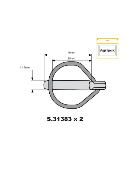 Pasador de Seguridad Rubüg, Ø pasador11.5mm x 46mm (2 pzas. Blister)