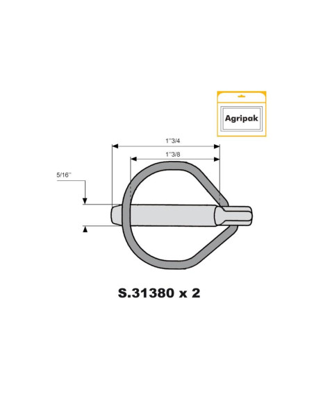 Pasador de Seguridad Rubüg, Ø pasador7.5mm x 44mm (2 pzas. Blister)