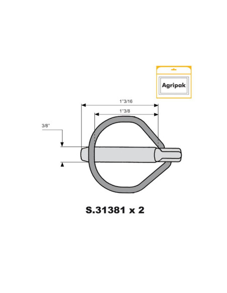Pasador de Seguridad Rubüg, Ø pasador9.5mm x 46mm (2 pzas. Blister)
