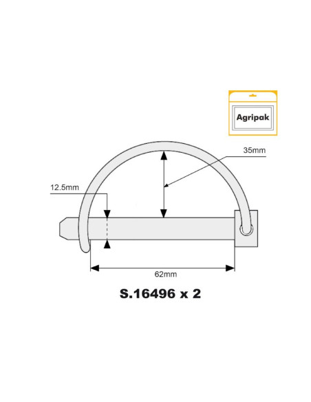 Pasador de Seguridad, Ø pasador12.5mm x 62mm (2 pzas. Blister)