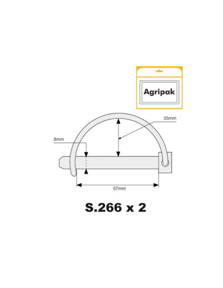 Pasador de Seguridad, Ø pasador8mm x 57mm (2 pzas. Blister)