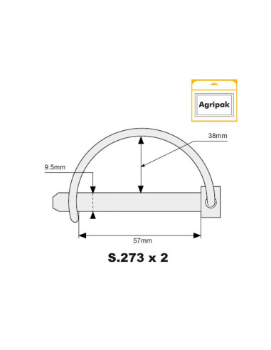 Pasador de Seguridad, Ø pasador9.5mm x 57mm (2...