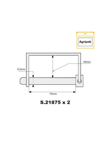 Pasador de Seguridad, Ø pasador9.5mm x 70mm (2...