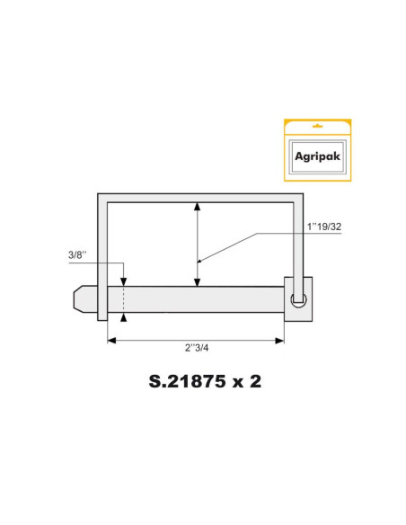 Pasador de Seguridad, Ø pasador9.5mm x 70mm (2 pzas. Blister)