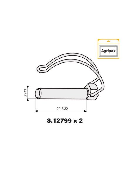 Pasador Pera Centro de Eje, Ø pasador10mm x 60mm (2 pzas. Blister)