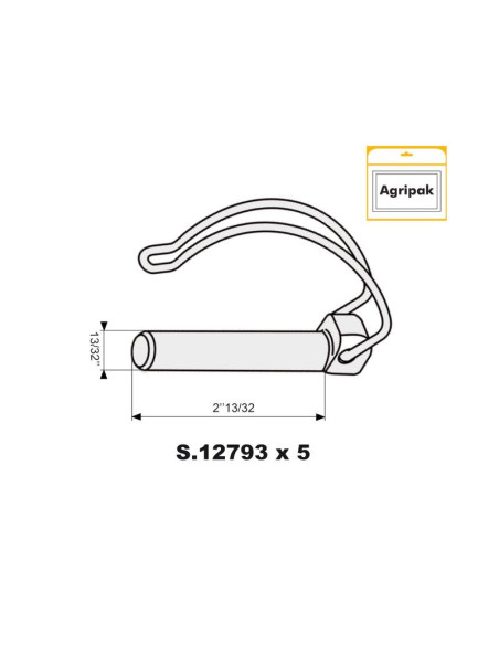 Pasador Pera Centro de Eje, Ø pasador4.5mm x 32mm (5 pzas. Blister)