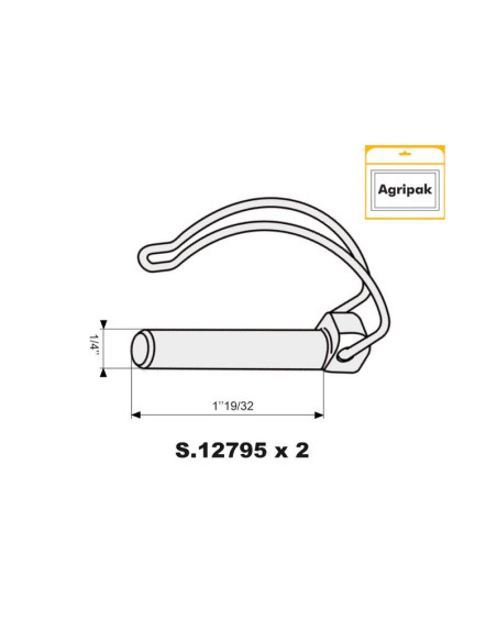 Pasador Pera Centro de Eje, Ø pasador8mm x 38mm (2 pzas. Blister)