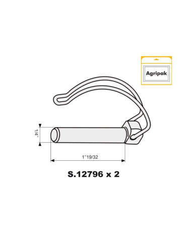 Pasador Pera Centro de Eje, Ø pasador8mm x 45mm...