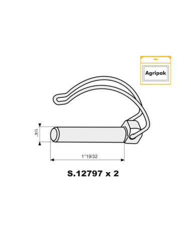 Pasador Pera Centro de Eje, Ø pasador8mm x 60mm...