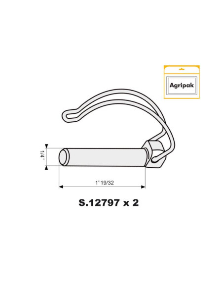 Pasador Pera Centro de Eje, Ø pasador8mm x 60mm (2 pzas. Blister)