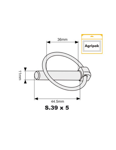 Pasador Pera, Ø pasador11mm x 44.5mm (5 pzas....