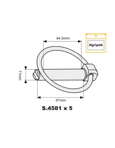 Pasador Pera, Ø pasador11mm x 47mm (5 pzas....