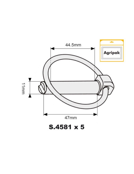 Pasador Pera, Ø pasador11mm x 47mm (5 pzas. Blister)
