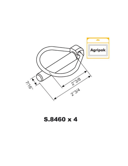 Pasador Pera, Ø pasador11mm x 70mm (4 pzas. Blister)