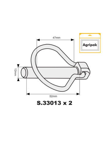 Pasador Pera, Ø pasador12mm x 52mm (2 pzas....