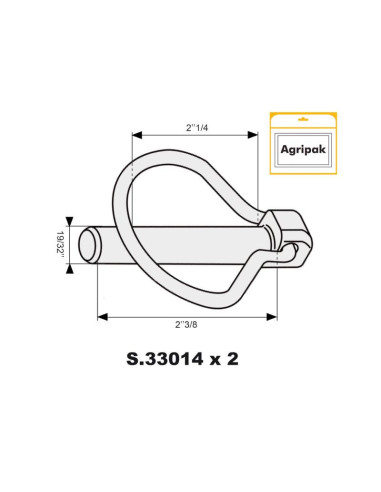 Pasador Pera, Ø pasador15mm x 60mm (2 pzas....