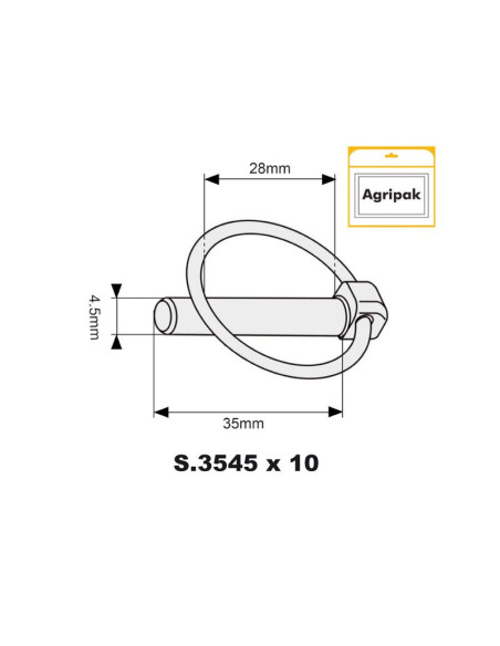 Pasador Pera, Ø pasador4.5mm x 35mm (10 pzas. Blister)