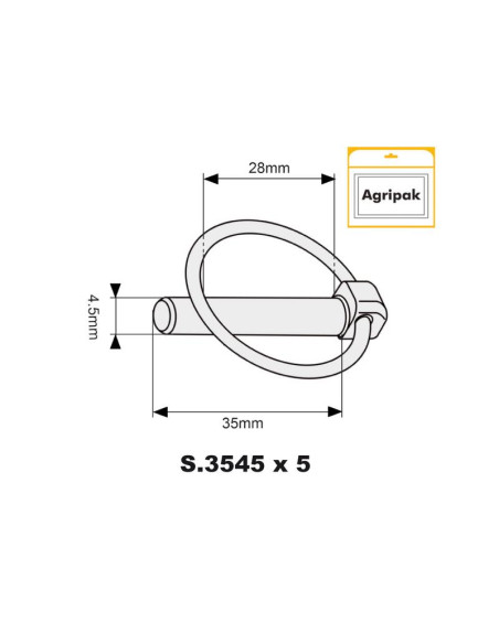 Pasador Pera, Ø pasador4.5mm x 35mm (5 pzas. Blister)