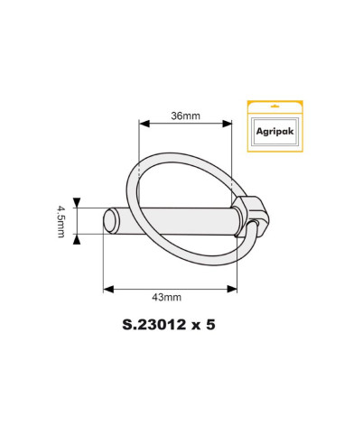 Pasador Pera, Ø pasador4.5mm x 43mm (5 pzas....