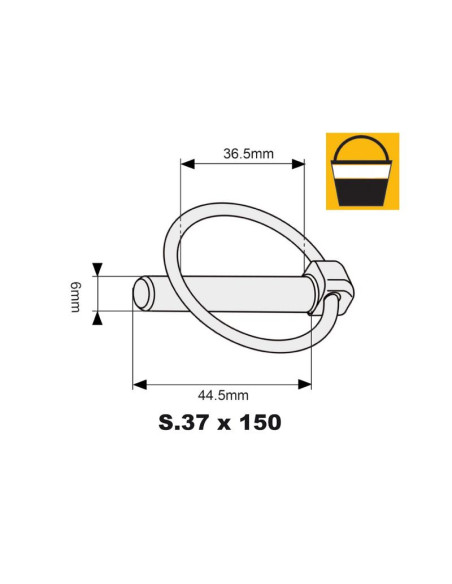 Pasador Pera, Ø pasador6mm x 44.5mm (150 pzas. Small Bucket)