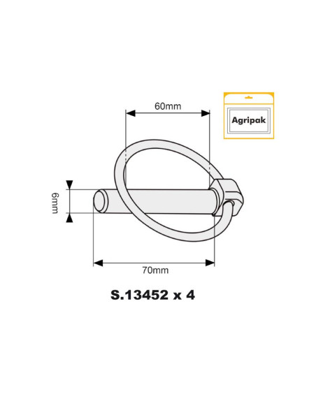 Pasador Pera, Ø pasador6mm x 70mm (4 pzas. Blister)