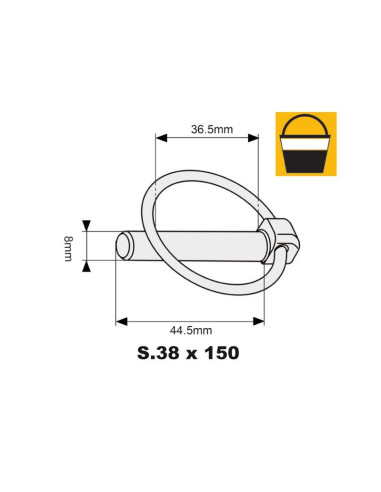 Pasador Pera, Ø pasador8mm x 44.5mm (150 pzas....
