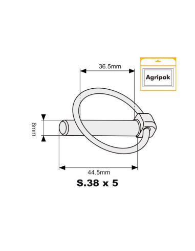 Pasador Pera, Ø pasador8mm x 44.5mm (5 pzas....