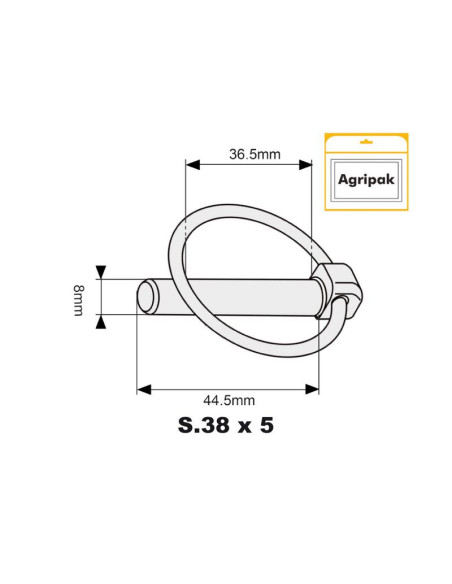 Pasador Pera, Ø pasador8mm x 44.5mm (5 pzas. Blister)
