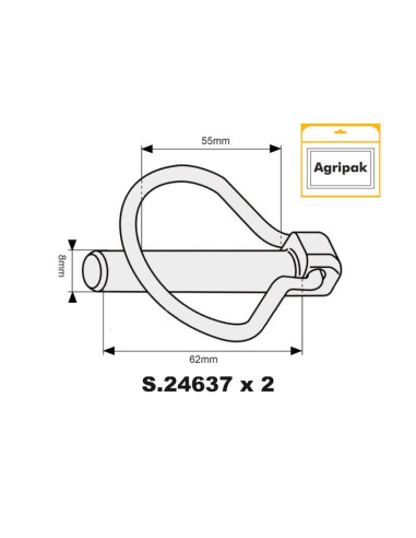 Pasador Pera, Ø pasador8mm x 62mm (2 pzas....