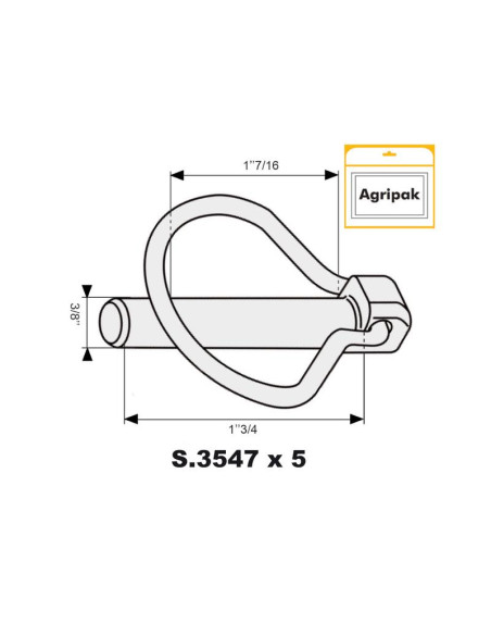 Pasador Pera, Ø pasador9.5mm x 44.5mm (5 pzas. Blister)
