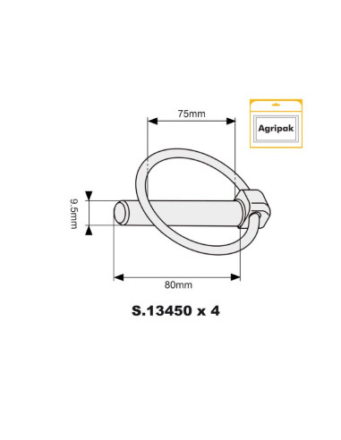 Pasador Pera, Ø pasador9.5mm x 80mm (4 pzas....