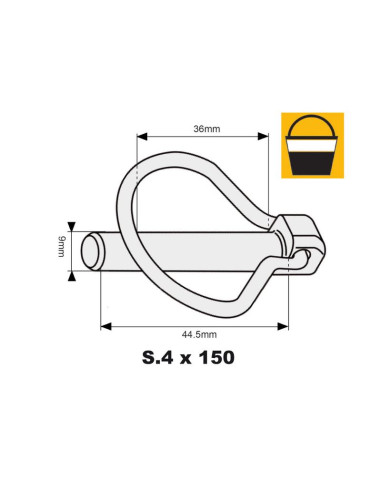 Pasador Pera, Ø pasador9mm x 44.5mm (150 pzas....