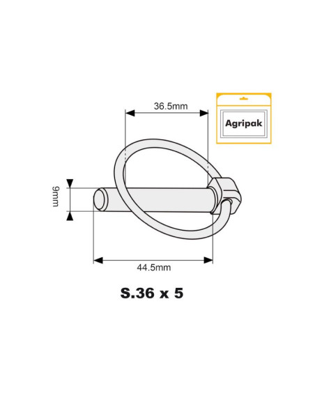 Pasador Pera, Ø pasador9mm x 44.5mm (5 pzas. Blister)