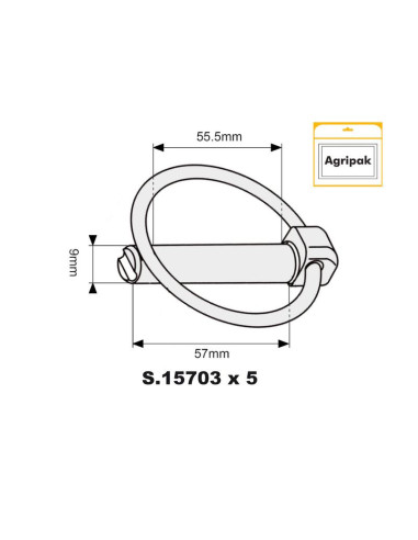 Pasador Pera, Ø pasador9mm x 57mm (5 pzas....