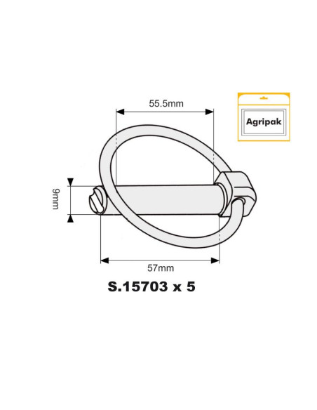 Pasador Pera, Ø pasador9mm x 57mm (5 pzas. Blister)