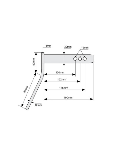 Bulón 32x130-152-175mm Cat.3