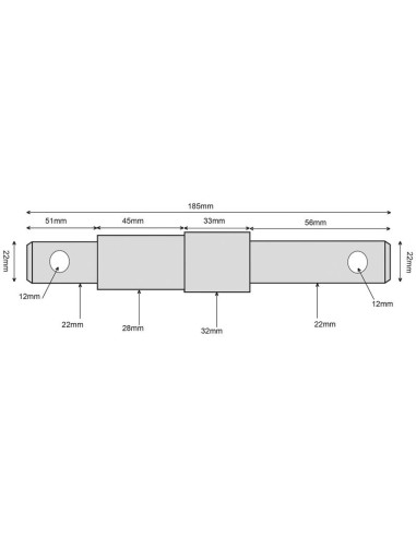 Bulón Doble Brazo Inferior 22-28-32x185mm,...
