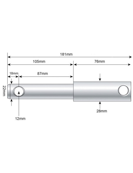 Bulón Para Soldar Brazo Inferior 22 - 28x181mm Cat. 1/2