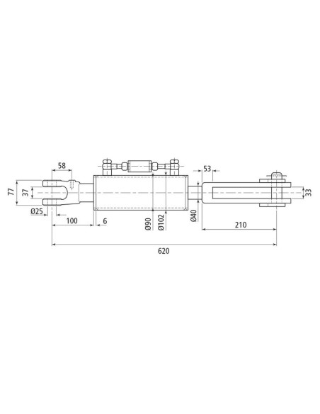 Caja Niveladora Hidráulica (Se suministra con: latiguillos), Mín. Longitud: 620mm, Orificio del cilindro: 90mm.