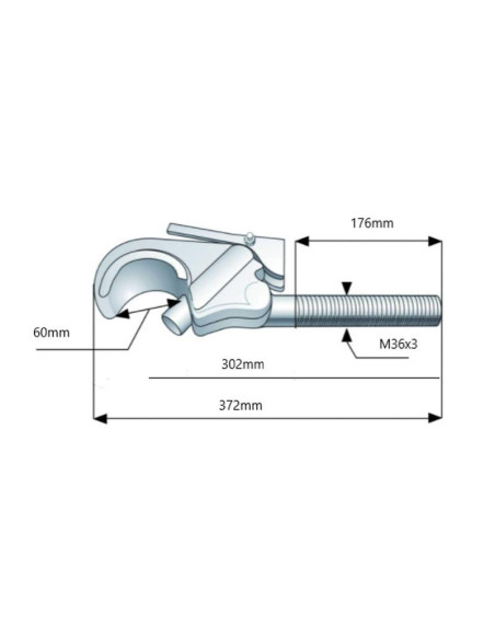 Enganche Forjado Tercer Punto - Cat. 3, Tamaño de rosca: M36x3 - Dcho.
