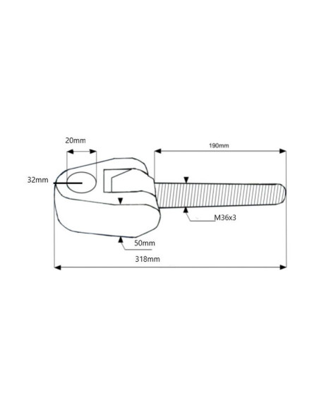 Top Link Knuckle Thread - Cat.20mm - Tamaño de rosca: M36x3 - Dcho.