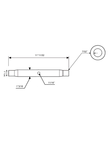 Tubo Centro Tercer Punto - 1 1/4'' UNC - 286mm