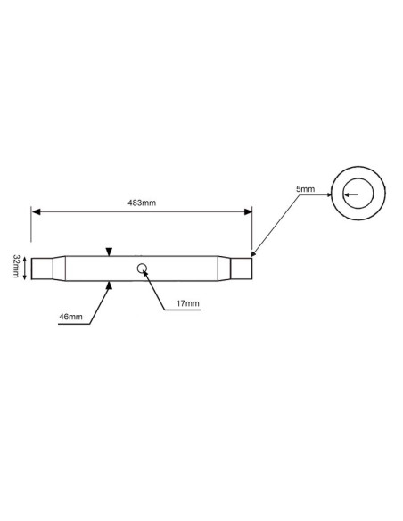 Tubo Centro Tercer Punto - 1 1/4'' UNC - 483mm