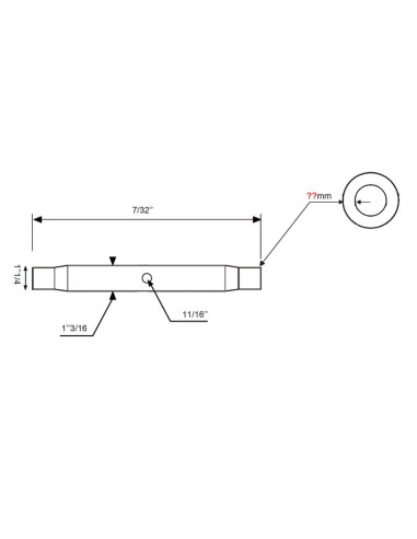Tubo Centro Tercer Punto - 1 1/4'' UNC - 483mm