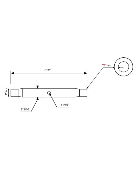 Tubo Centro Tercer Punto - 1 1/4'' UNC - 483mm