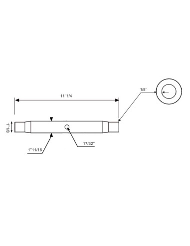 Tubo Centro Tercer Punto - 1 1/8'' UNC - 286mm