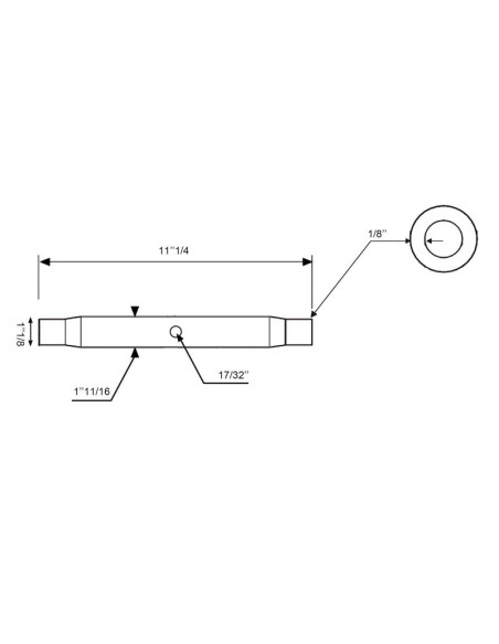 Tubo Centro Tercer Punto - 1 1/8'' UNC - 286mm