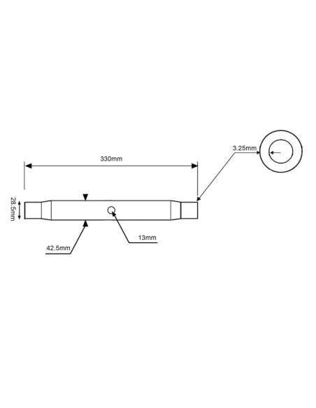 Tubo Centro Tercer Punto - 1 1/8'' UNC - 330mm